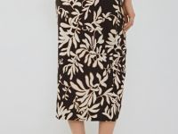 Юбка миди изо льна, Коричневый