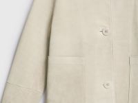 Короткая куртка из натуральной замши, Бежевый