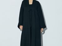 Кимоно на завязках из вискозы и льна, Черный