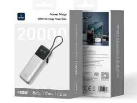 Внешний аккумулятор WiWU Mega 20000mAh 130W кабель Type-C (PM301) (серебристый)