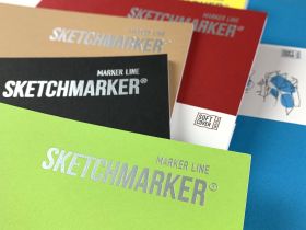 Скетчбук для маркеров Sketchmarker "MARKER LINE" 17,6х25 см 16 л 160 г мягкая обложка, красное дерев