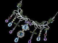 Колье из серебра с аметистами, хромдиопсидами, гранатами, топазами и цитринами э0681кл12250372