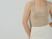 Вязаная майка в рубчик с люрексом, Золотой