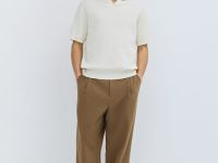 Поло из текстурной ткани, Белый