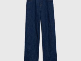 Свободные жатые джинсы с высокой посадкой, Синий