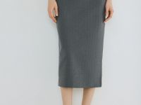 Прямая юбка миди, Серый