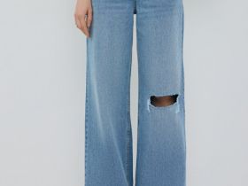 Прямые свободные джинсы, Голубой