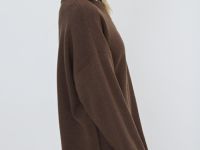 Джемпер с воротником-стойкой на молнии, Коричневый