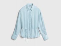 Блузка из сатина с поясом, Зеленый