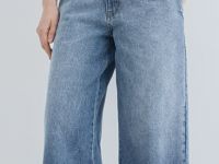 Широкие джинсы с высокой посадкой и ремнем, Синий