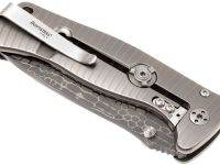Нож складной LionSteel SR2DL G Mini, сталь клинка дамасская сталь Chad Nichols Damascus "Lizard" Pattern, рукоять титан по технологии Solid®, серый