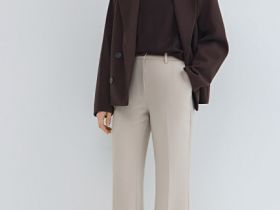 Расклёшенные брюки с ремнём, Бежевый