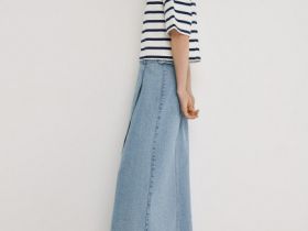 Джинсовая макси-юбка, Голубой
