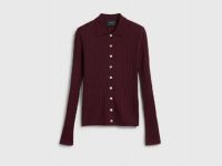 Кардиган в рубчик с шерстью, Фиолетовый