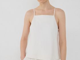 Льняной топ на бретелях, Белый