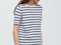 Джемпер в полоску с коротким рукавом