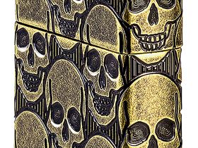 Зажигалка ZIPPO Armor® Cackling Cranium с покрытием Antique Brass, латунь/сталь, золотистая, матовая, 38x13x57 мм
