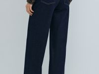 Широкие джинсы Wide leg с высокой посадкой, Синий