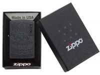 Зажигалка ZIPPO Tone on Tone Design с покрытием Black Matte, латунь/сталь, чёрная, 36x12x56 мм