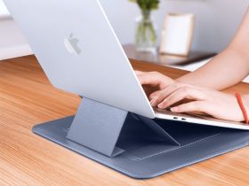 Чехол для ноутбука WIWU Skin Pro Slim Stand Sleeve для Apple MacBook Pro 15.4" с подставкой (темно-синий)