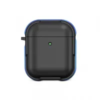 Чехол WiWU Defense Armor для AirPods 2 противоударный с карабином (черный/синий бампер)