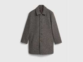 Однобортное пальто в клетку, Коричневый