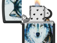 Зажигалка ZIPPO Feed the Good Wolf с покрытием Black Matte, латунь/сталь, черная,матовая