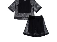 Комплект трикотажный для девочек: фуфайка (футболка), топ, шорты