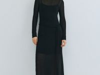 Вязаное платье с вырезом лодочкой, Черный