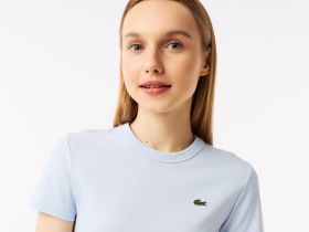 Женская хлопковая футболка Lacoste классического приталенного кроя