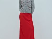 Сатиновая юбка макси, Красный