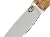 Охотничий нож Скинер, сталь Х12МФ, рукоять карельская береза, дюраль, с откованным долом