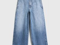 Широкие джинсы с высокой посадкой и ремнем, Синий