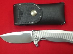 Нож складной LionSteel SR11 G (GREY), сталь Uddeholm Sleipner® Satin, рукоять титан по технологии Solid®, серый