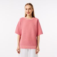 Женский вязаная футболка Lacoste оверсайз с коротким рукавом