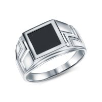 Серебряное кольцо с синтетическим ониксом