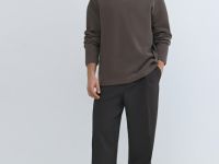 Свитшот с вырезом хенли, Коричневый