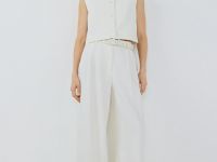 Широкие брюки со складками, Белый