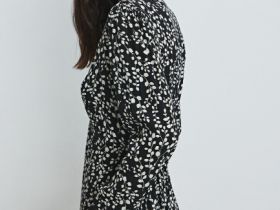 Платье макси с принтом, Черный