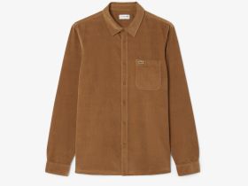 Мужская хлопковая велюровая рубашка Lacoste стандартного кроя