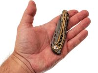 Складной нож Nimo Knives Divinity Tree, сталь M390, рукоять титан, серый/золотой