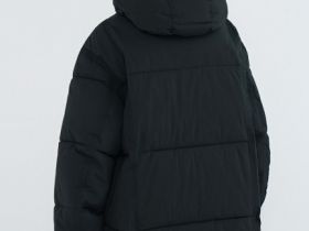 Утеплённая стёганая куртка с капюшоном, Черный