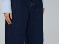 Широкие джинсы с высокой посадкой и отворотами, Синий