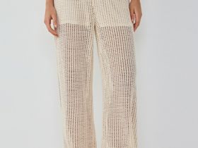 Широкие брюки из структурной ткани, Бежевый