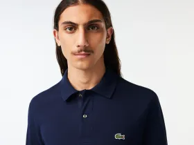 Мужское поло Lacoste L.12.21 классического кроя с длинным рукавом