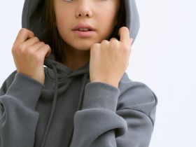 Худи с вышивкой для девочек, Серый