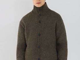 Кардиган с содержанием шерсти, Коричневый