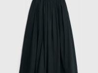 Юбка миди А-силуэта с эластичным поясом, Черный