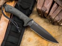 Нож с фиксированным клинком Spartan Blades Harsey Difensa, сталь CPM-S35VN Tungsten DLC, рукоять черная микарта, чехол черный