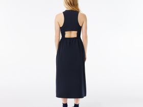 Женское платье-миди Lacoste с вырезом и эластичным поясом